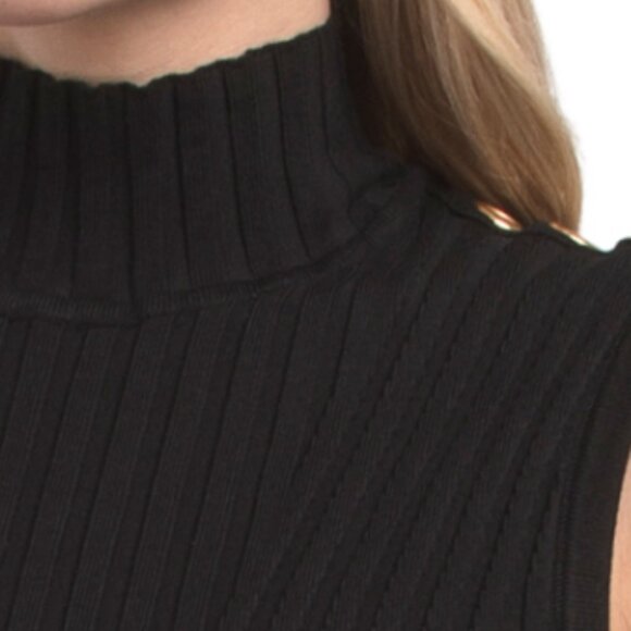 RAFIANA Ribbed Sleeveless Turtleneck Sweater - Picture 2 of 4